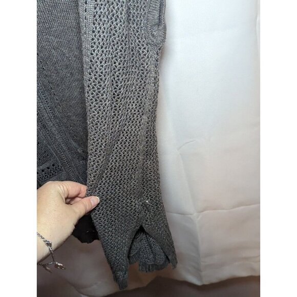 Lane Bryant Gray Sleeveless Sweater Open Knit Crochet Trim Size 14-16 - Picture 6 of 14